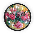 Raspberry Watercolor Wall Clock — Garden Bouquet Home Decor