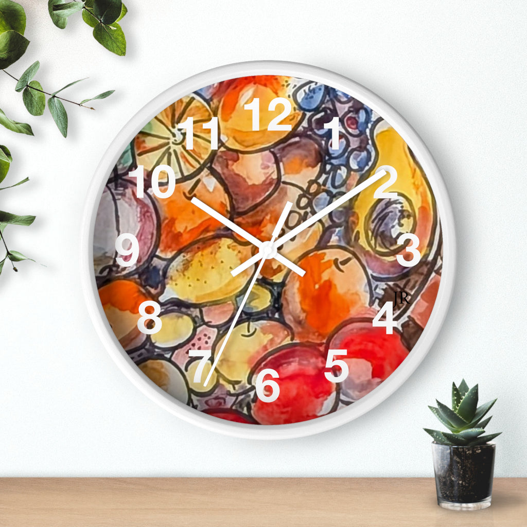 Fruit Watercolor Wall Clock — Bright Kitchen Decorative Clock