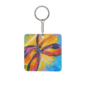 Colorful Butterfly Square Keychain – Hand-Painted Floral Keyring