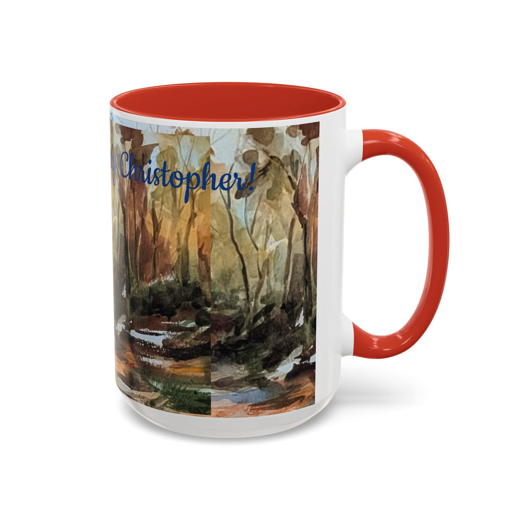 Autumn Woodland Coffee Mug — Painterly Fall Forest Trail Accent Mug