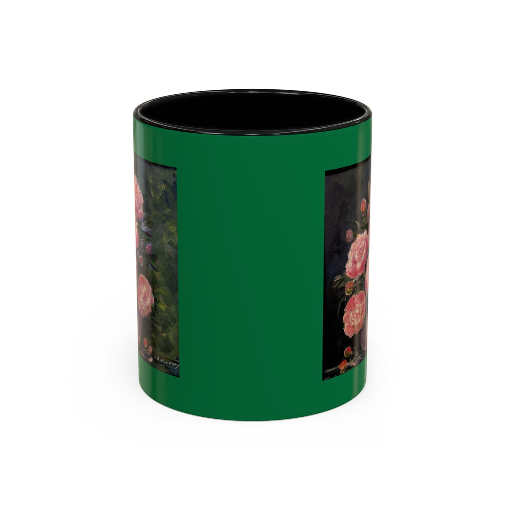 Pink Peony Bouquet Accent Coffee Mug — Floral Tea Cup for Garden Lovers