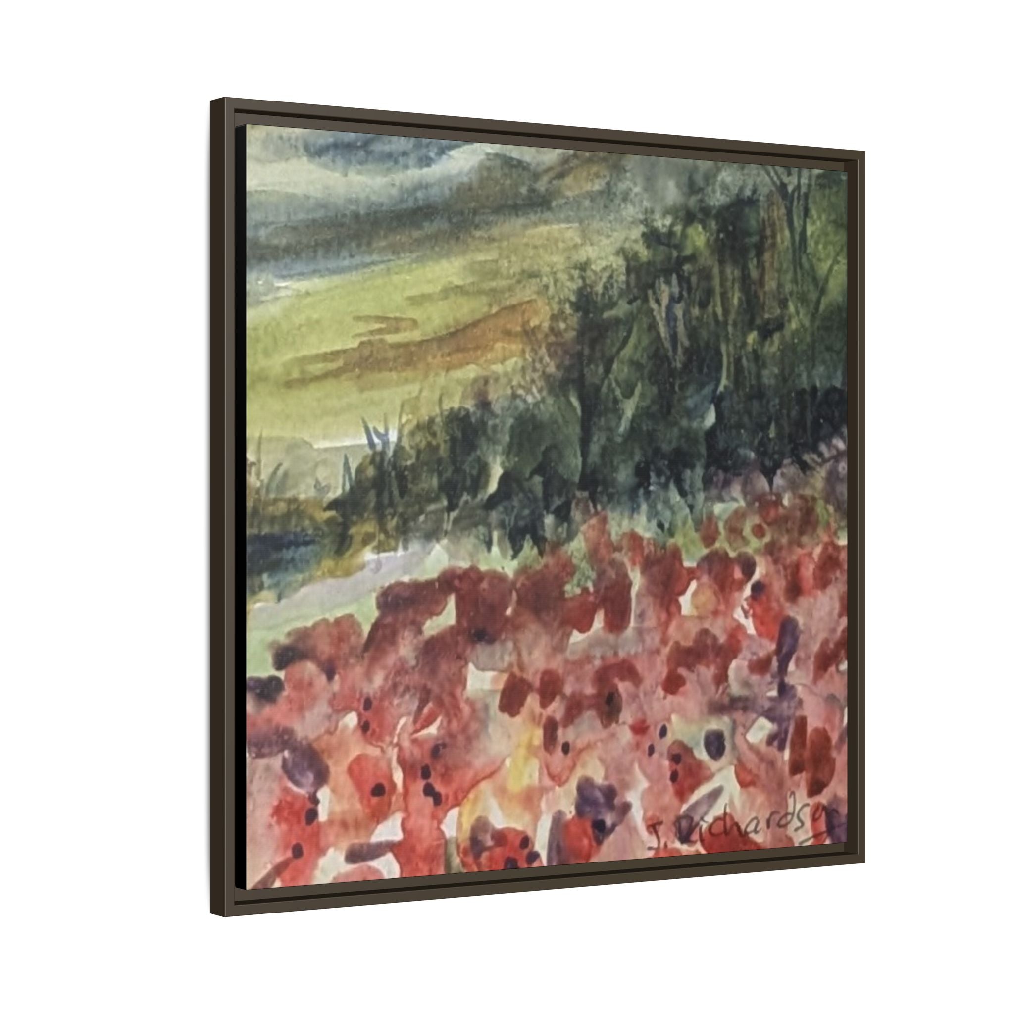 Framed Poppies landscape Matte Canvas,   Multi-color frames)