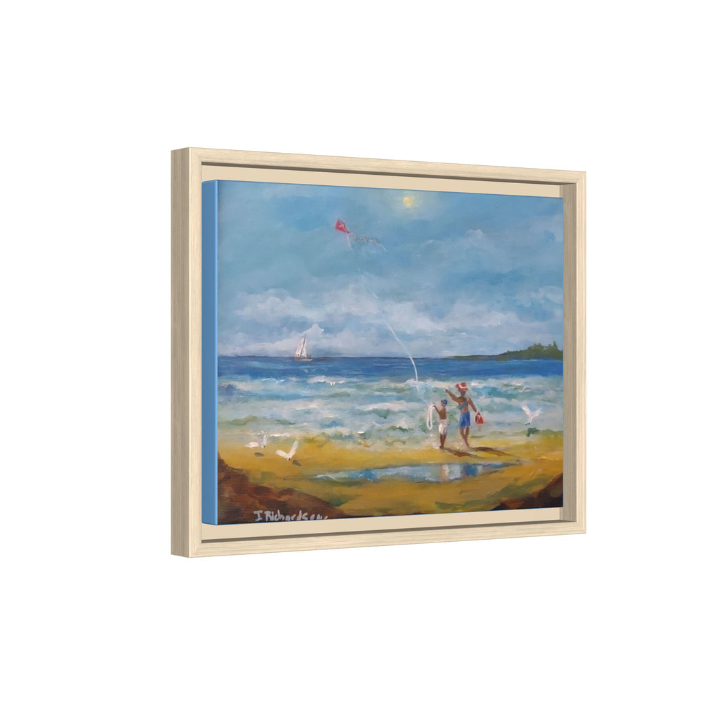 Kite on shore Framed Matte Canvas Wall Art