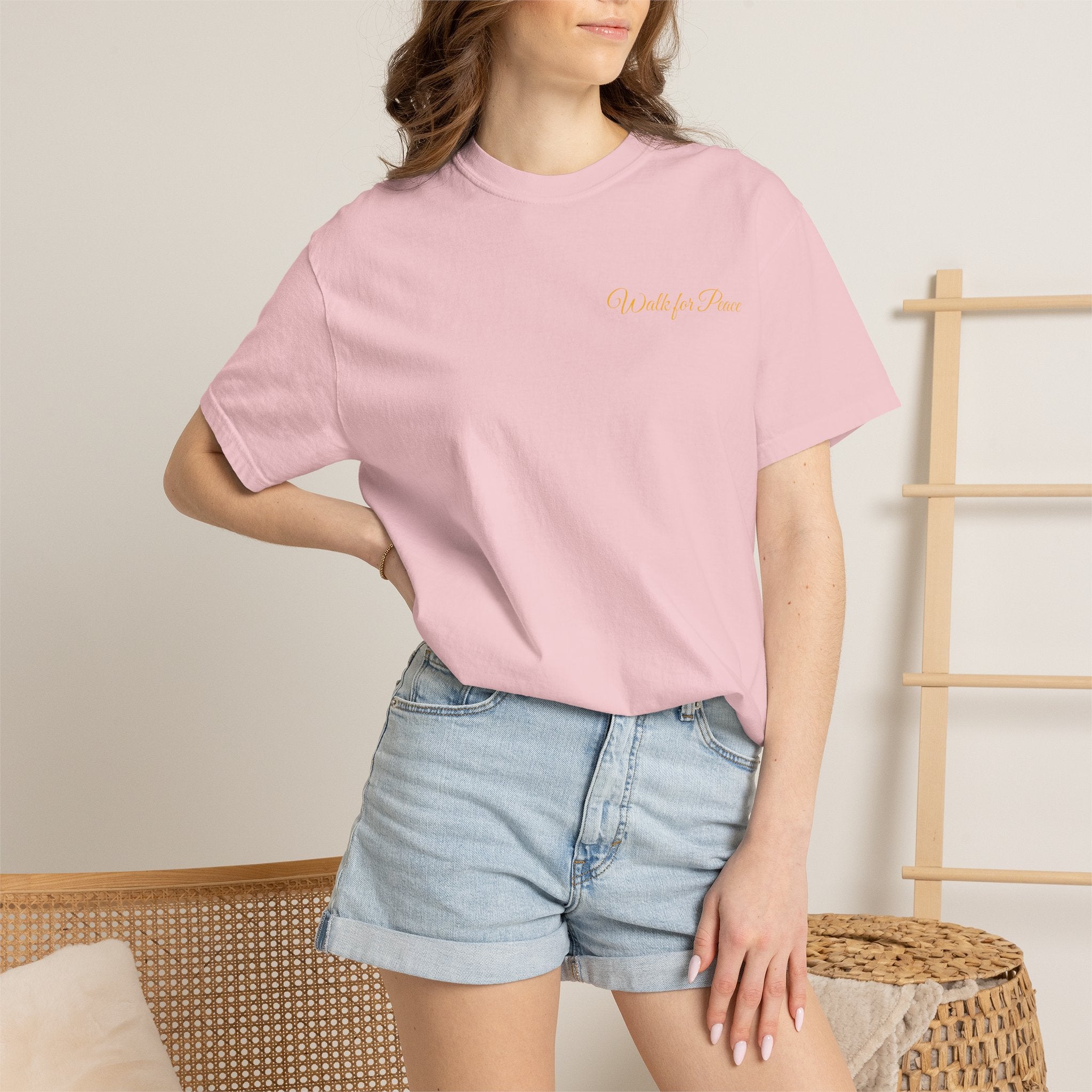 "Walk for Peace," Back design, Unisex Garment-Dyed T-shirt