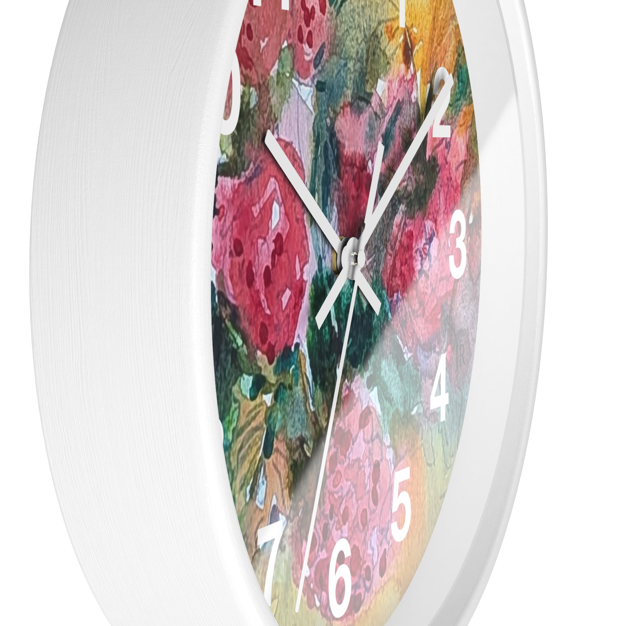 Raspberry Watercolor Wall Clock — Garden Bouquet Home Decor