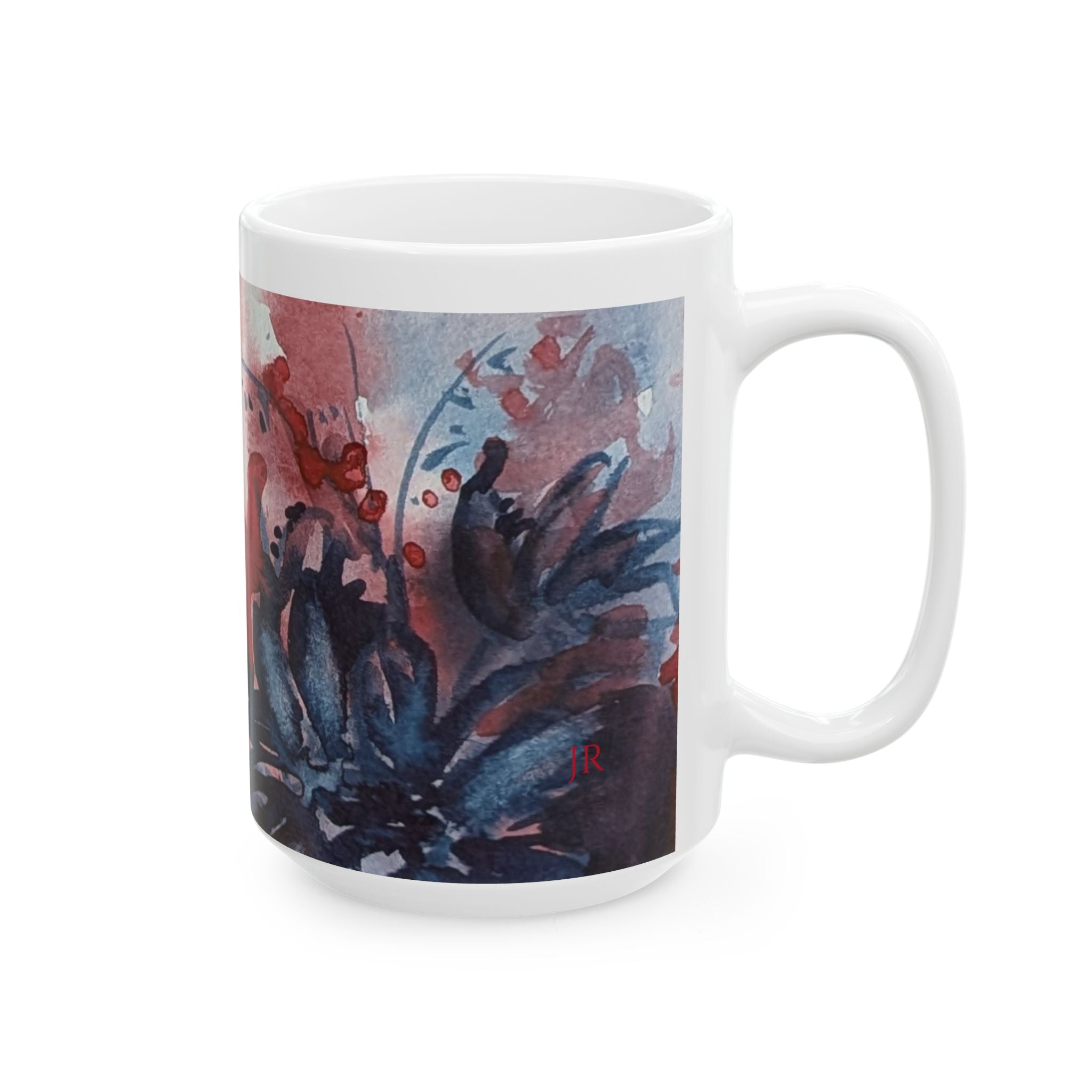 Dark Floral  Ceramic Mug –  Abstract Coffee Cup (11oz & 15oz)
