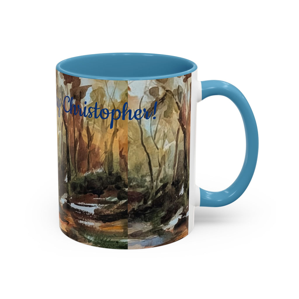 Autumn Woodland Coffee Mug — Painterly Fall Forest Trail Accent Mug