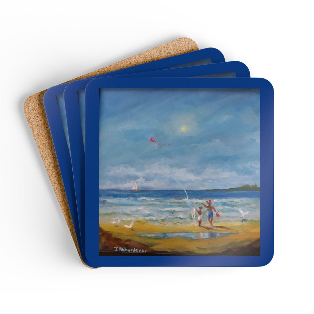 Seashore, kite Coaster Set — Cork Coasters (Set of 4)
