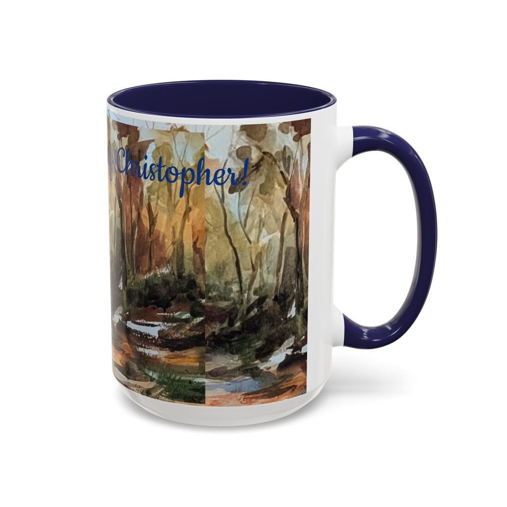 Autumn Woodland Coffee Mug — Painterly Fall Forest Trail Accent Mug