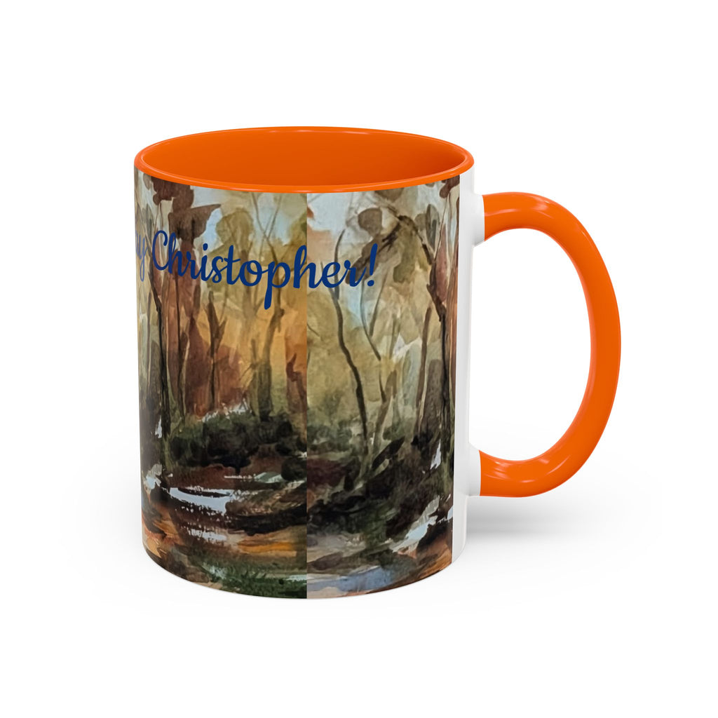 Autumn Woodland Coffee Mug — Painterly Fall Forest Trail Accent Mug