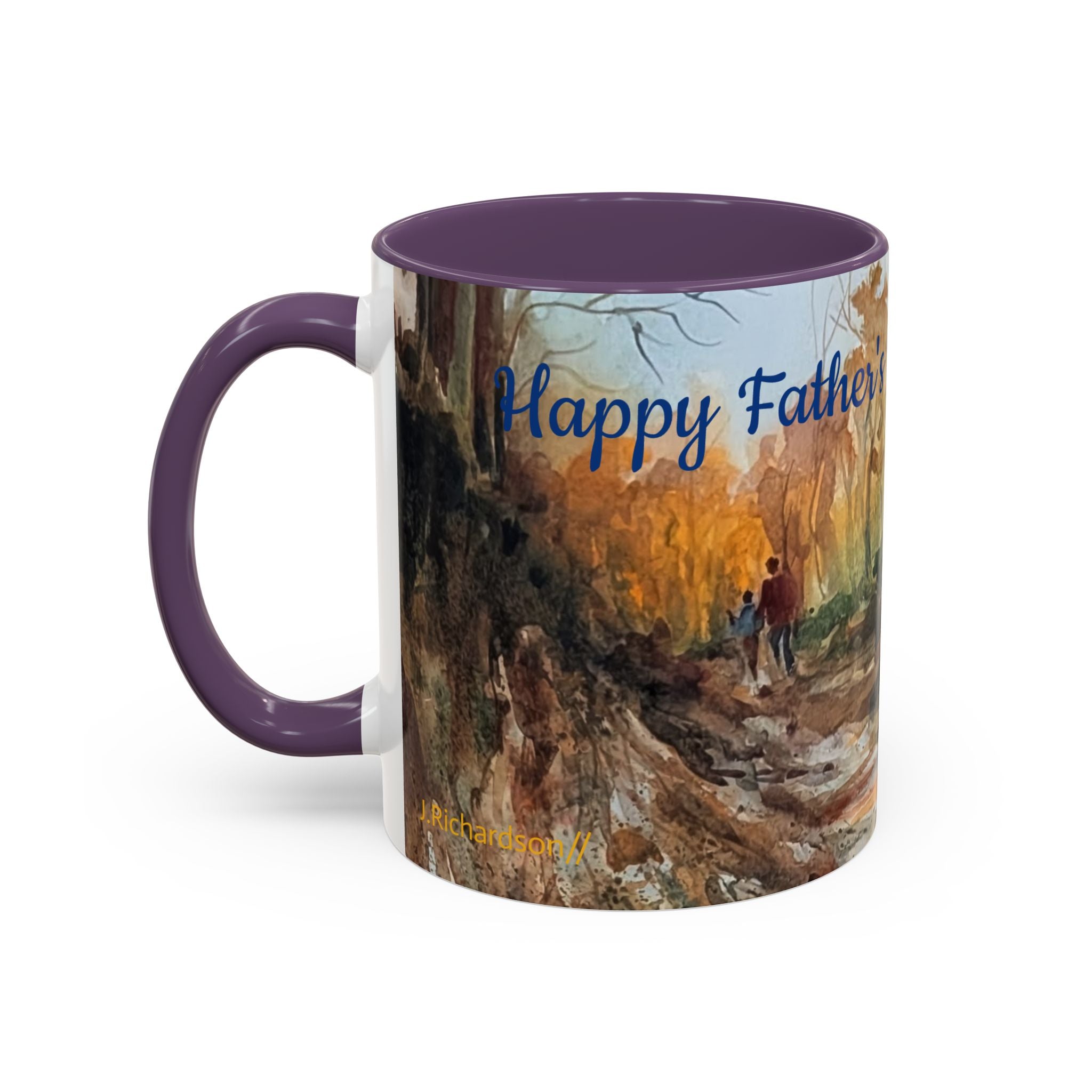 Autumn Woodland Coffee Mug — Painterly Fall Forest Trail Accent Mug
