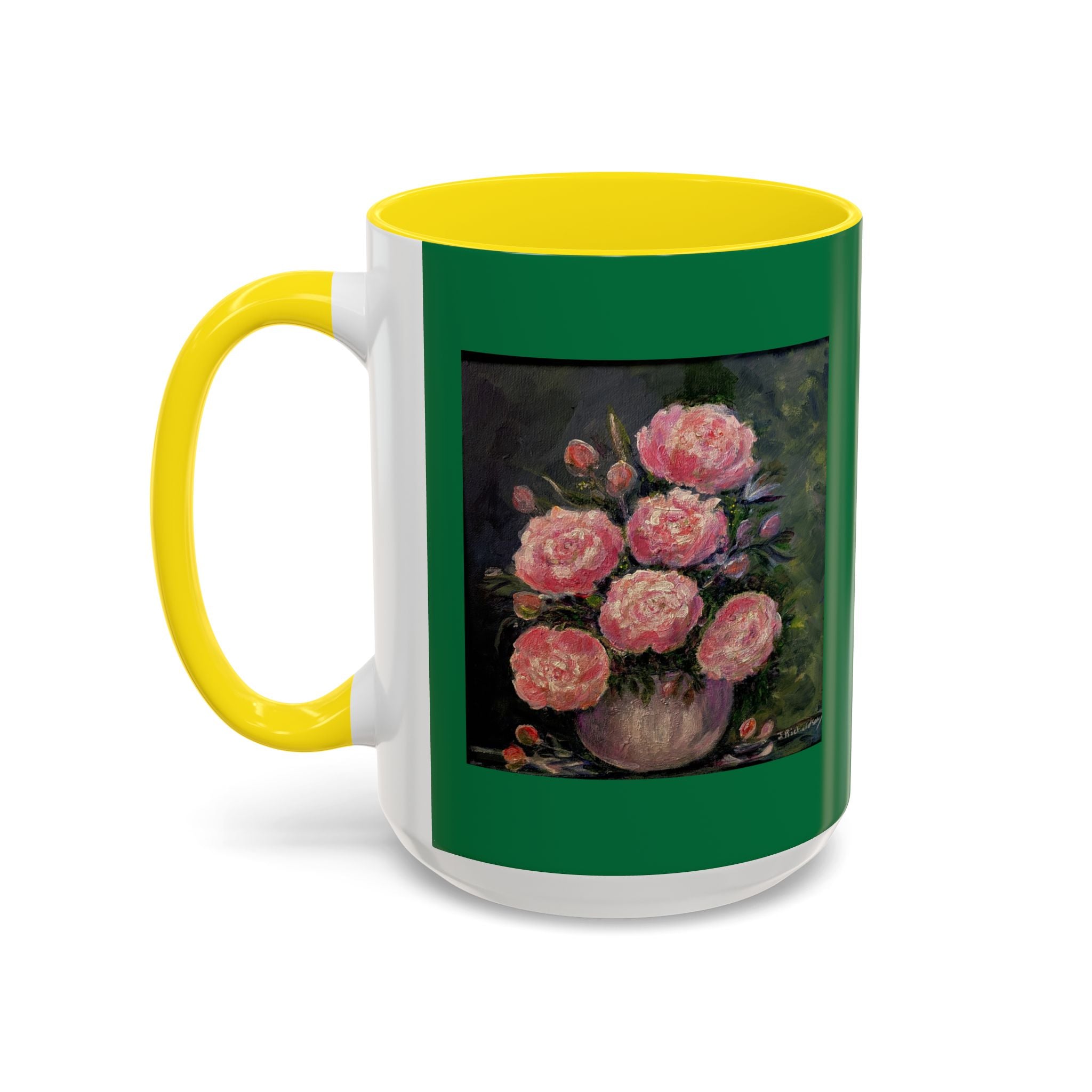 Pink Peony Bouquet Accent Coffee Mug — Floral Tea Cup for Garden Lovers