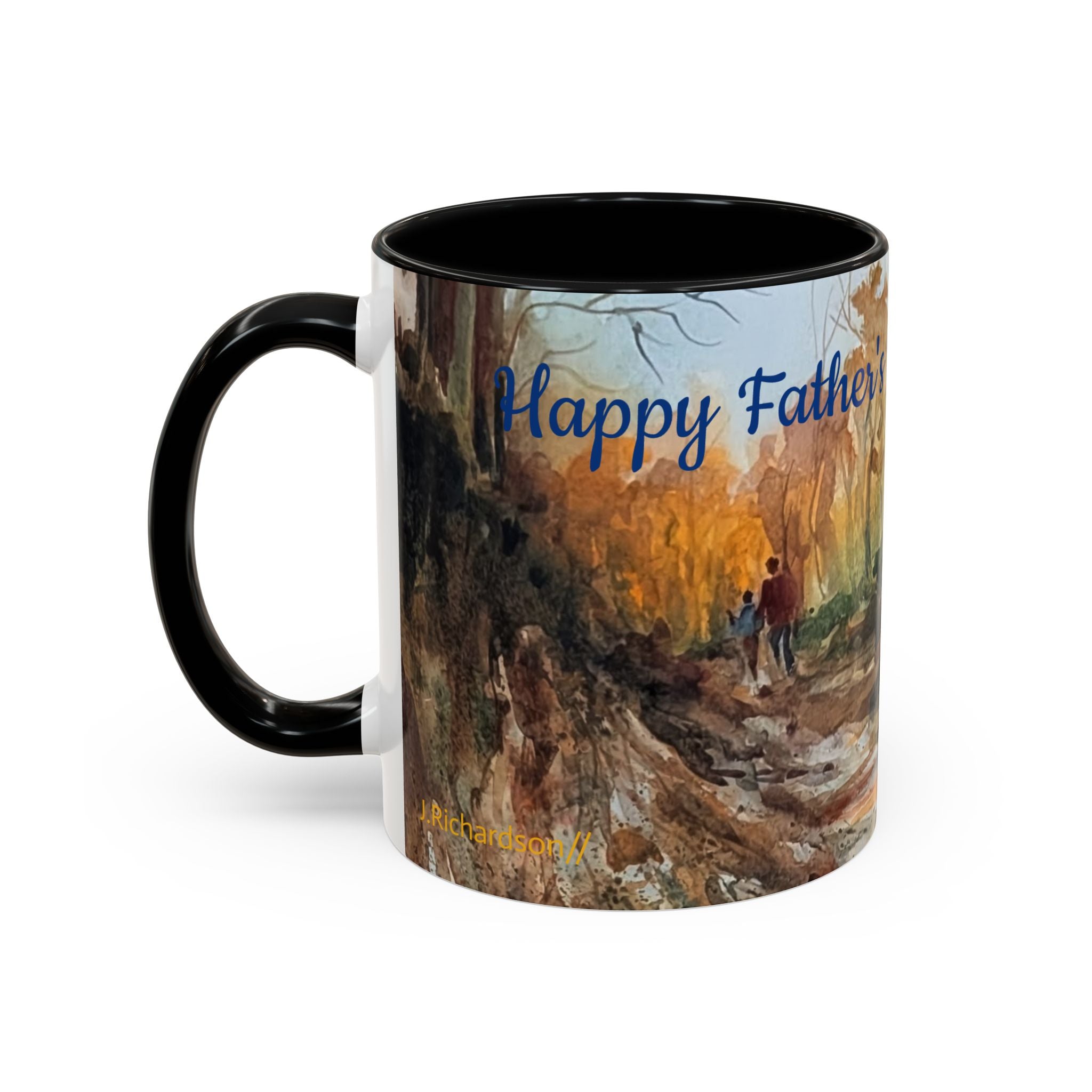Autumn Woodland Coffee Mug — Painterly Fall Forest Trail Accent Mug