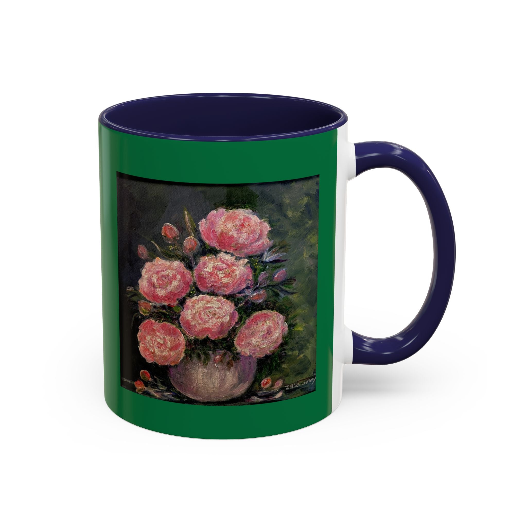 Pink Peony Bouquet Accent Coffee Mug — Floral Tea Cup for Garden Lovers