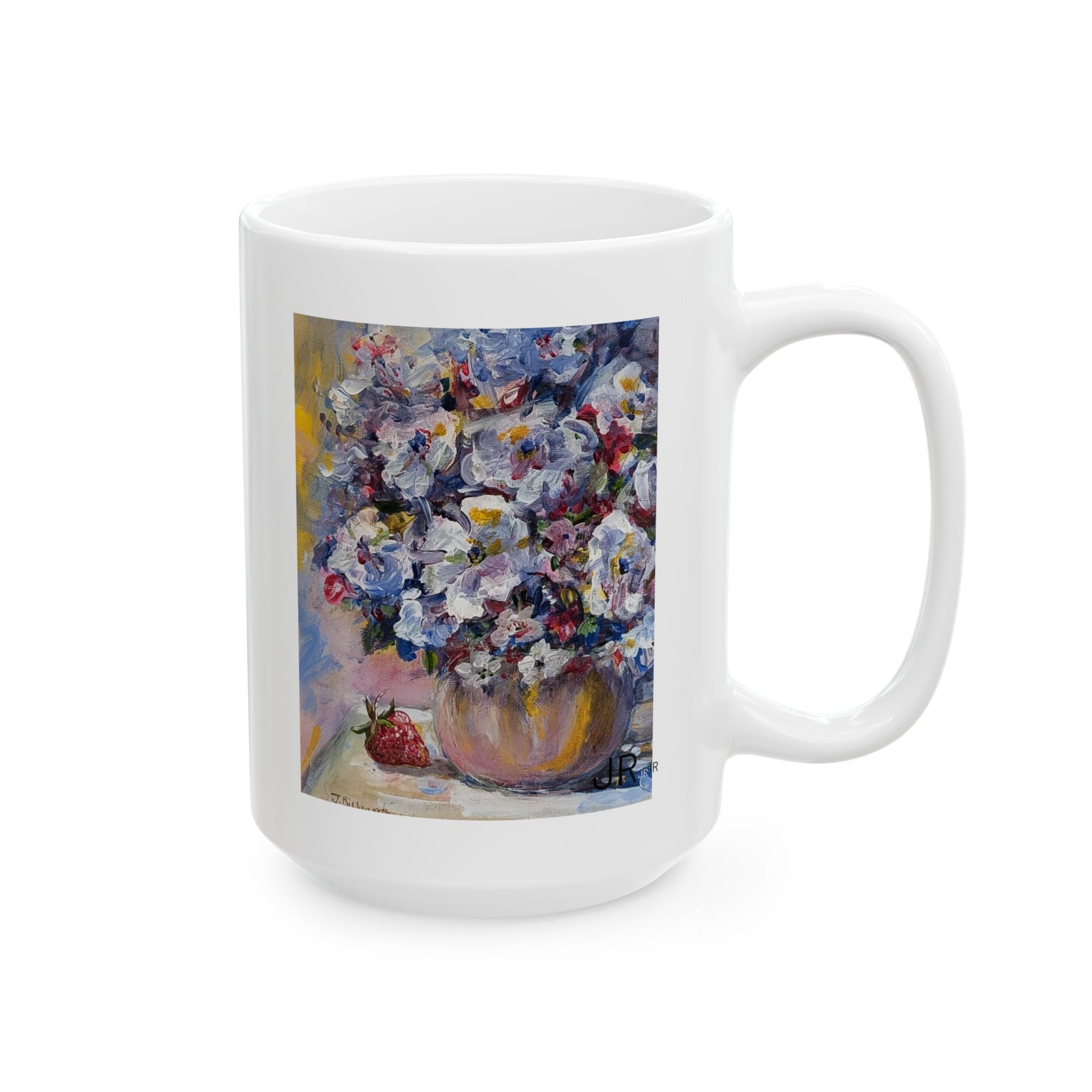 Floral Still Life Ceramic Mug – Impressionist Bouquet Coffee Cup (11oz & 15oz)