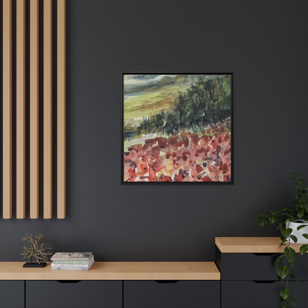 Framed Poppies landscape Matte Canvas,   Multi-color frames)
