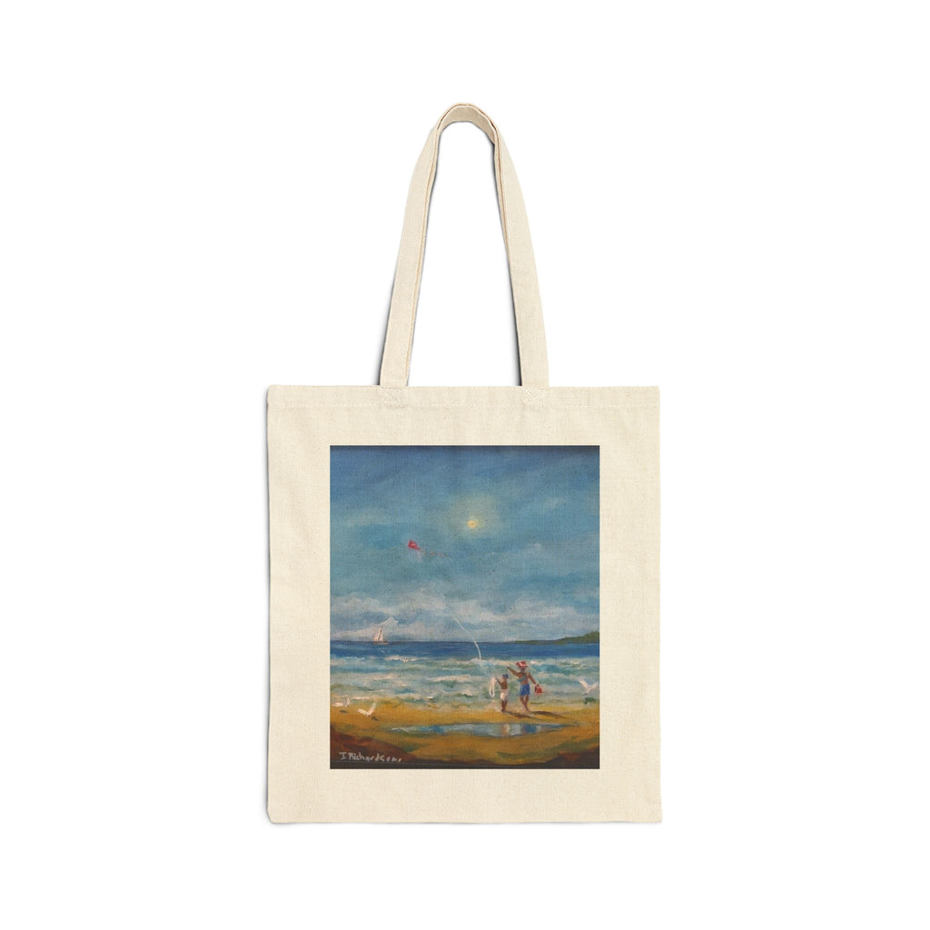 Original beach painting by JR,  printed on a Canvas Tote Bag —