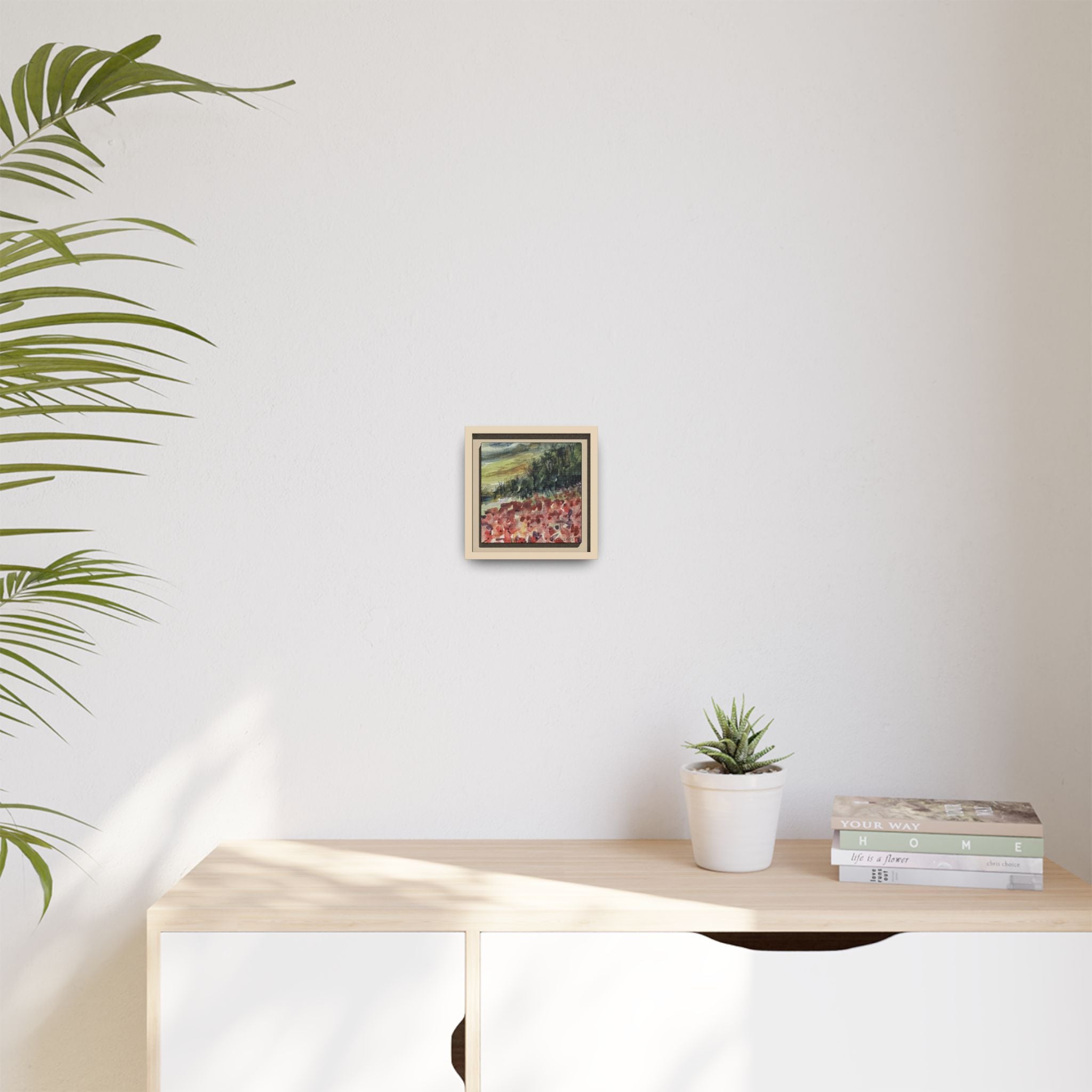 Framed Poppies landscape Matte Canvas,   Multi-color frames)