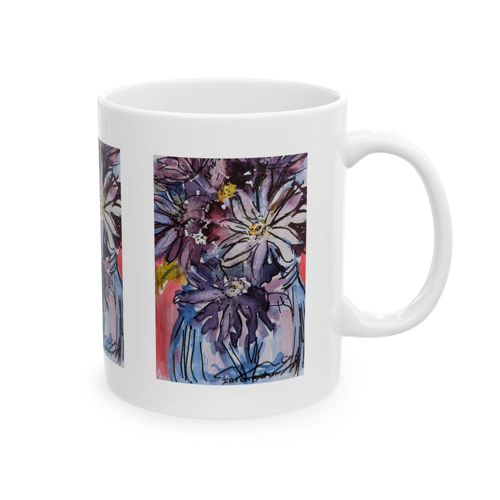 Mason jar with daisies, Ceramic Mug, (11oz, 15oz)