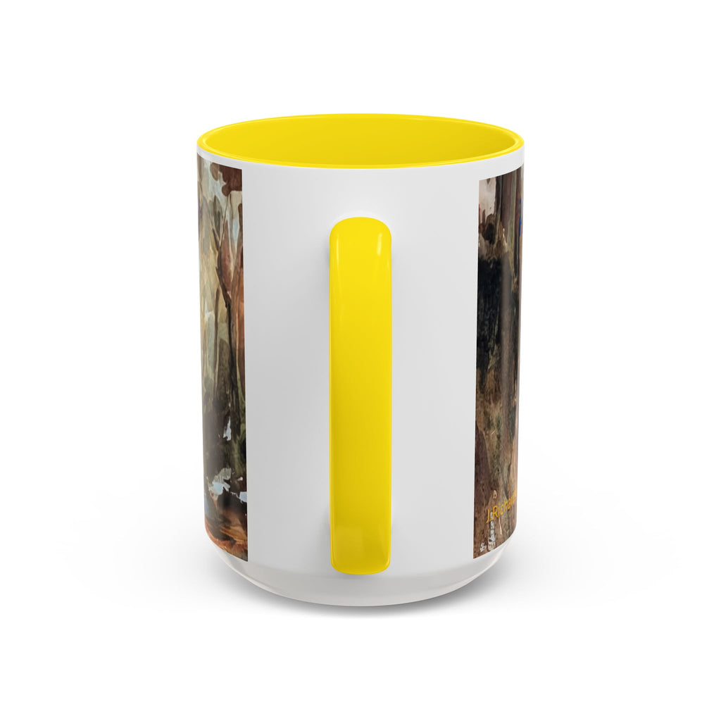 Autumn Woodland Coffee Mug — Painterly Fall Forest Trail Accent Mug