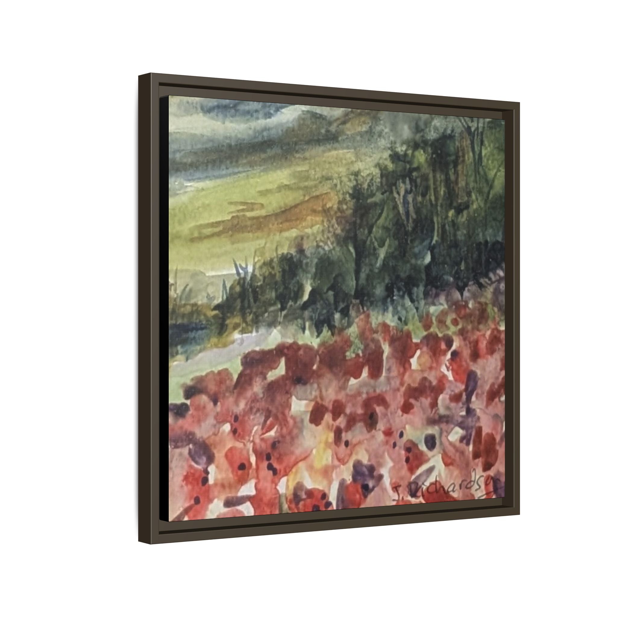 Framed Poppies landscape Matte Canvas,   Multi-color frames)