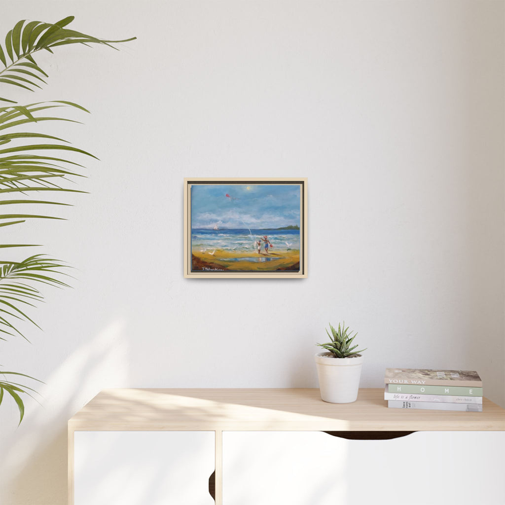 Kite on shore Framed Matte Canvas Wall Art