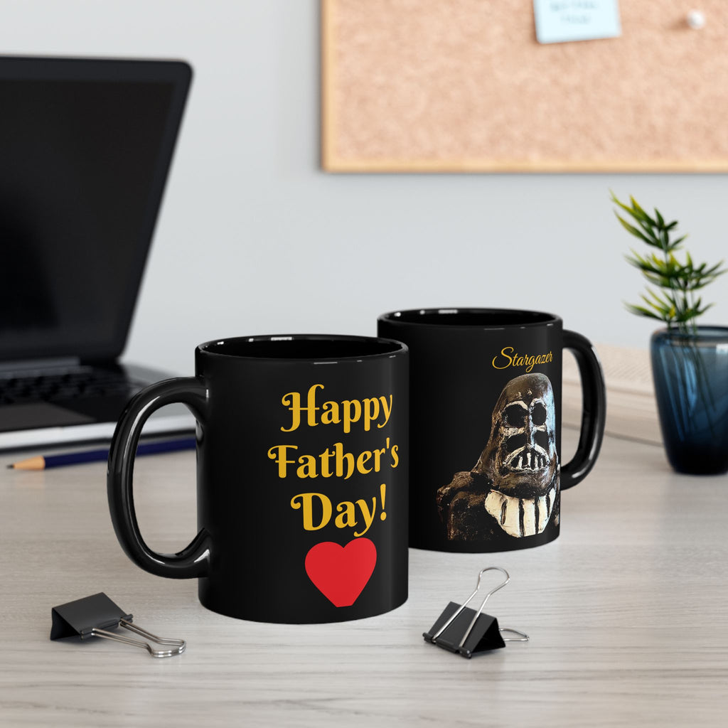 Happy Father's Day Black Mug – 'Dark Character Design (11oz & 15oz)