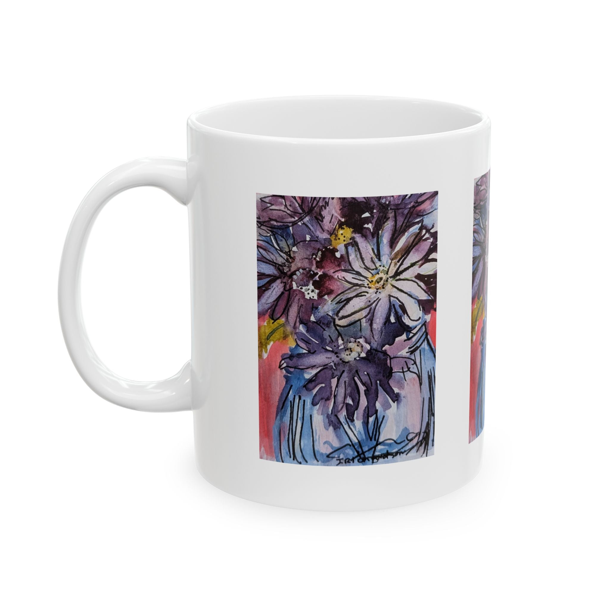 Mason jar with daisies, Ceramic Mug, (11oz, 15oz)