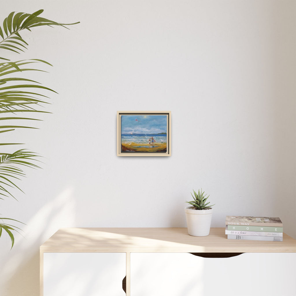 Kite on shore Framed Matte Canvas Wall Art