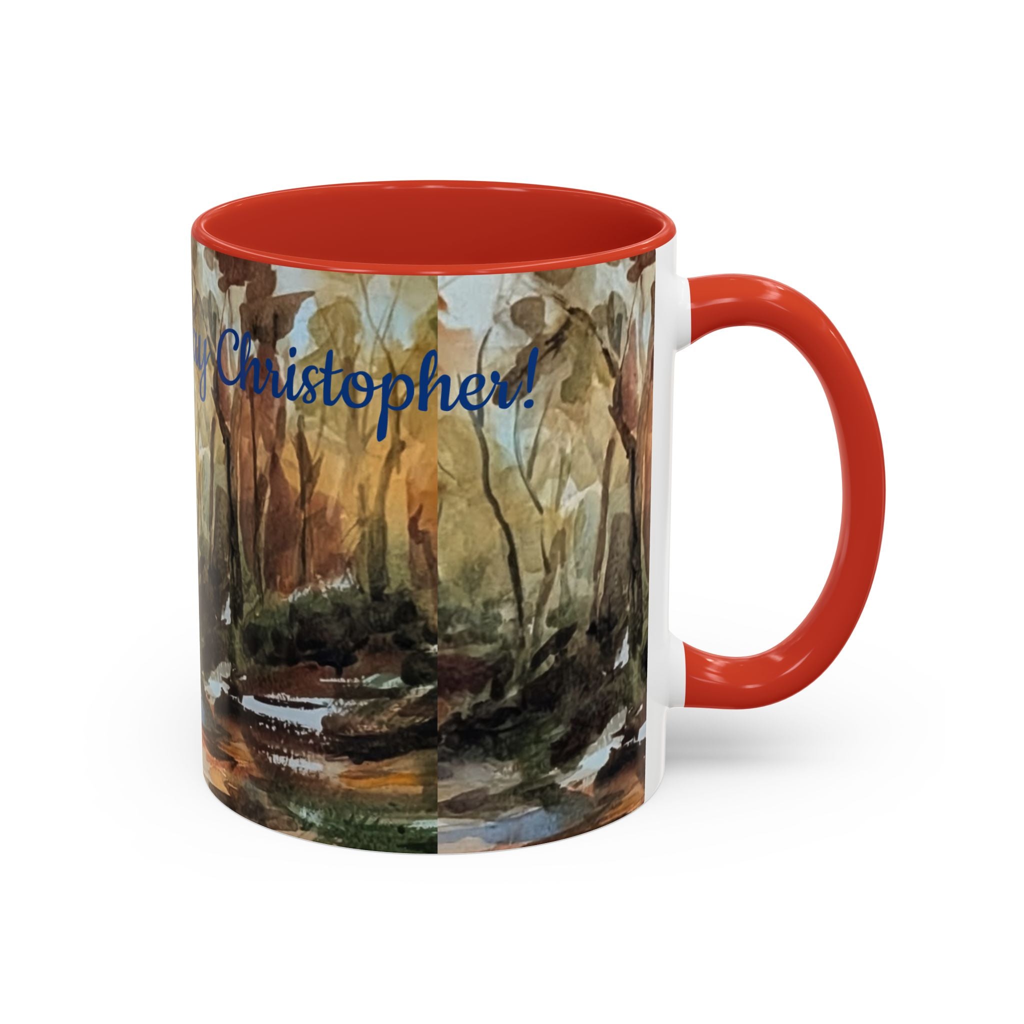 Autumn Woodland Coffee Mug — Painterly Fall Forest Trail Accent Mug