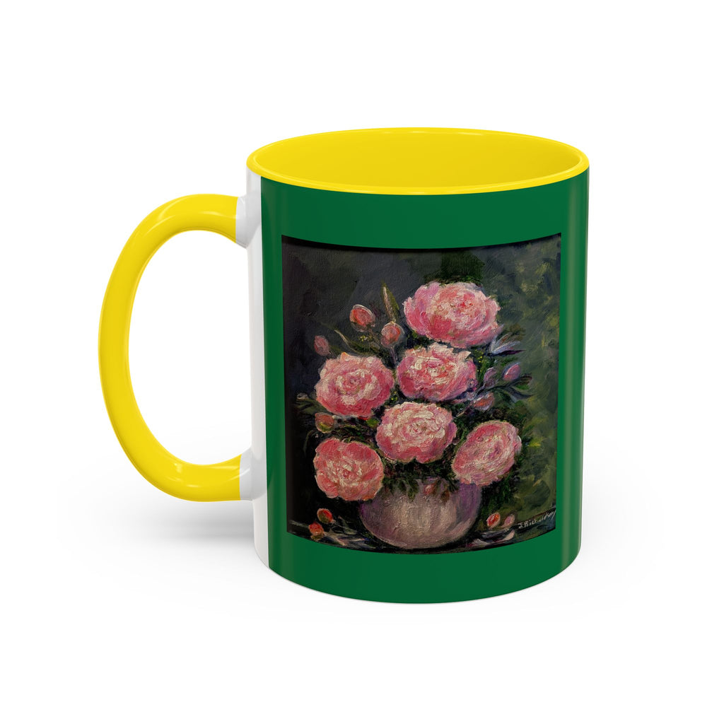 Pink Peony Bouquet Accent Coffee Mug — Floral Tea Cup for Garden Lovers