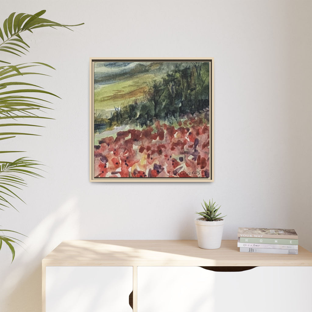 Framed Poppies landscape Matte Canvas,   Multi-color frames)