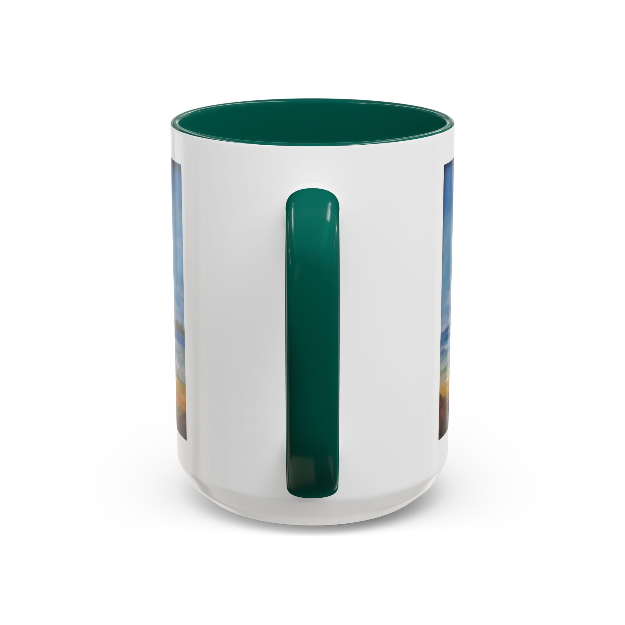 Beach & kite scene, Coffee Accent Mug - Personalize it! Colorful Ceramic Mug (11oz, 15oz)