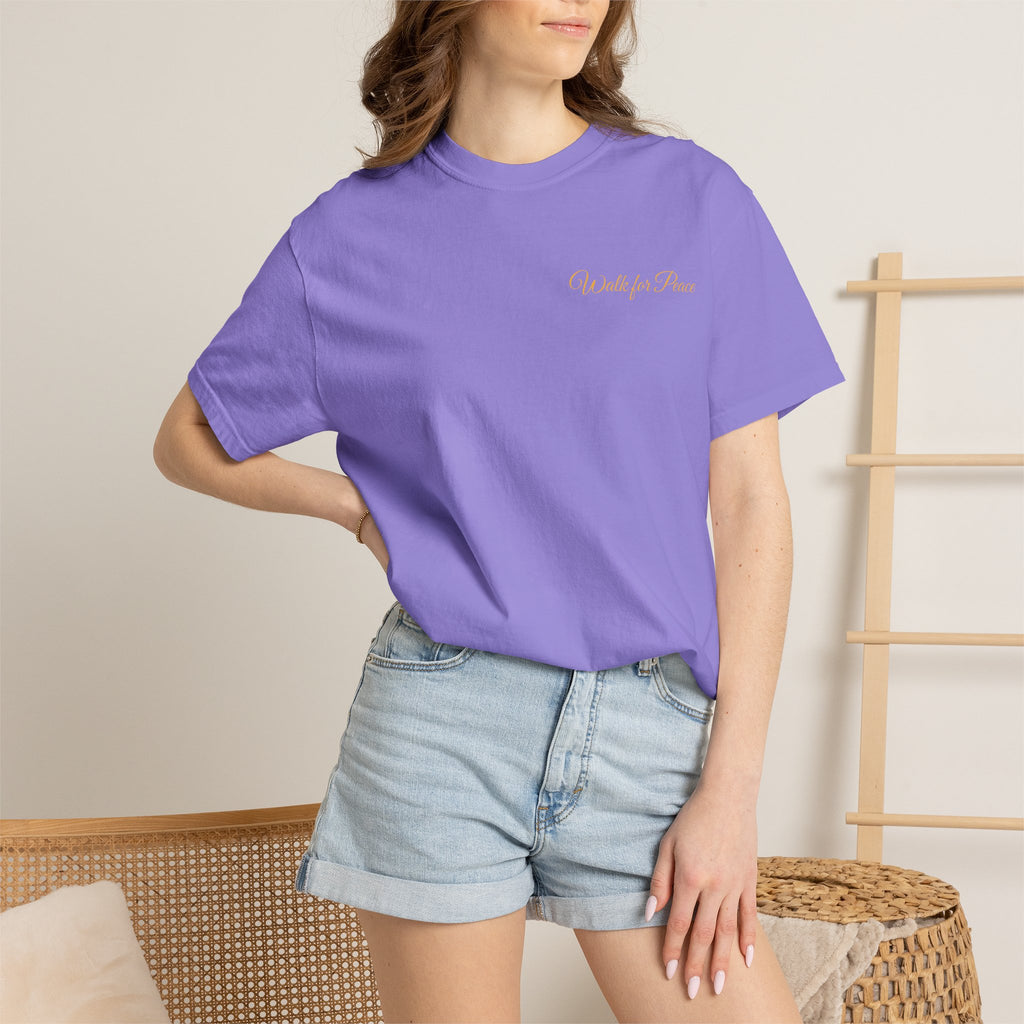 "Walk for Peace," Back design, Unisex Garment-Dyed T-shirt