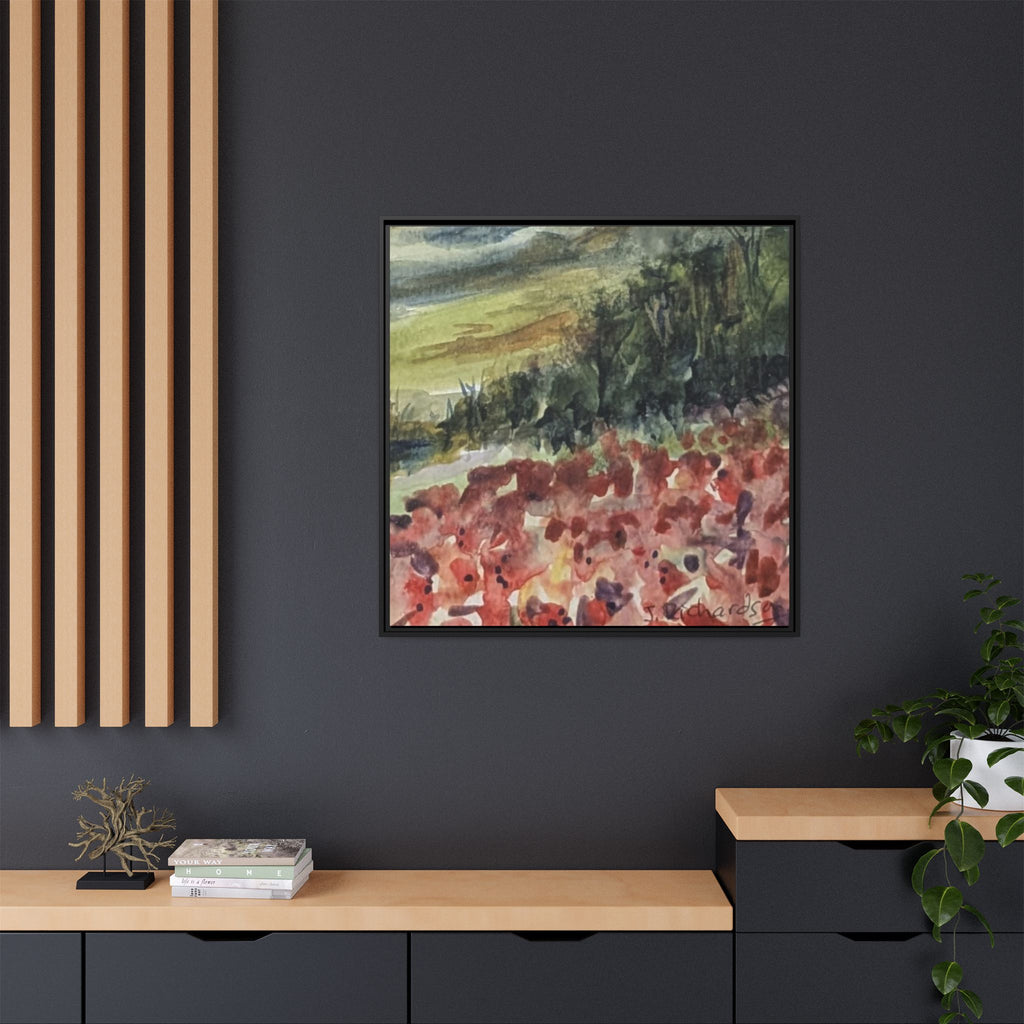 Framed Poppies landscape Matte Canvas,   Multi-color frames)