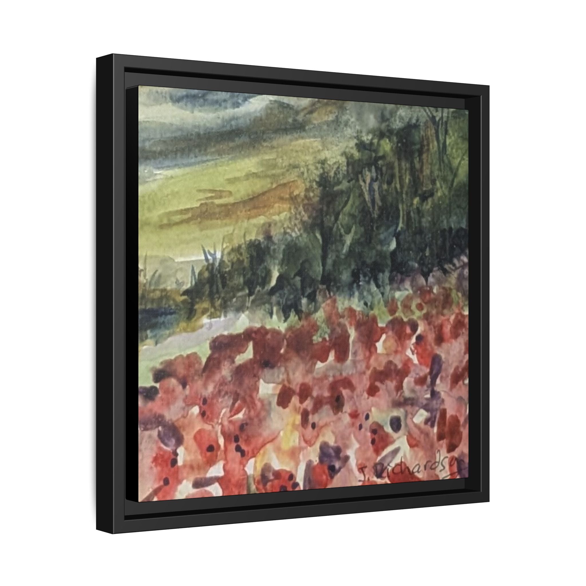 Framed Poppies landscape Matte Canvas,   Multi-color frames)