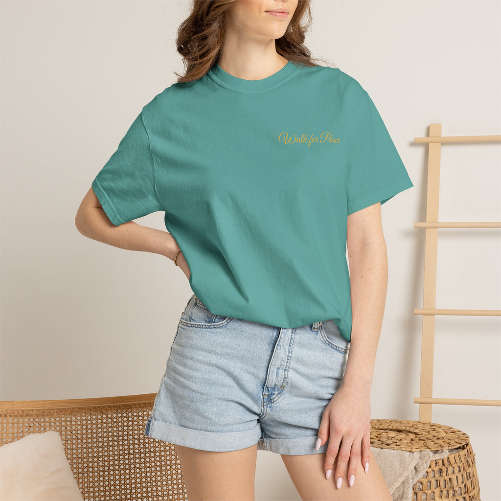 "Walk for Peace," Back design, Unisex Garment-Dyed T-shirt