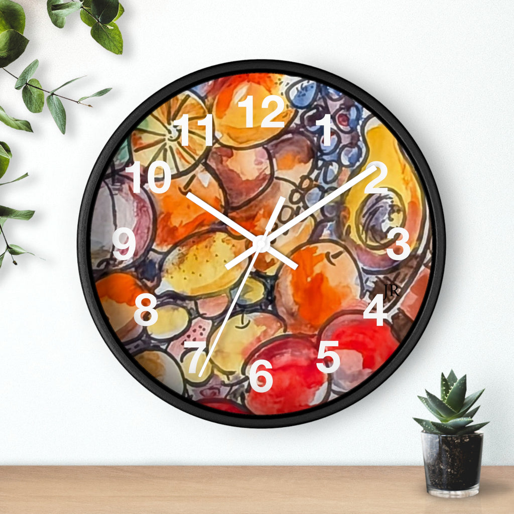 Fruit Watercolor Wall Clock — Bright Kitchen Decorative Clock