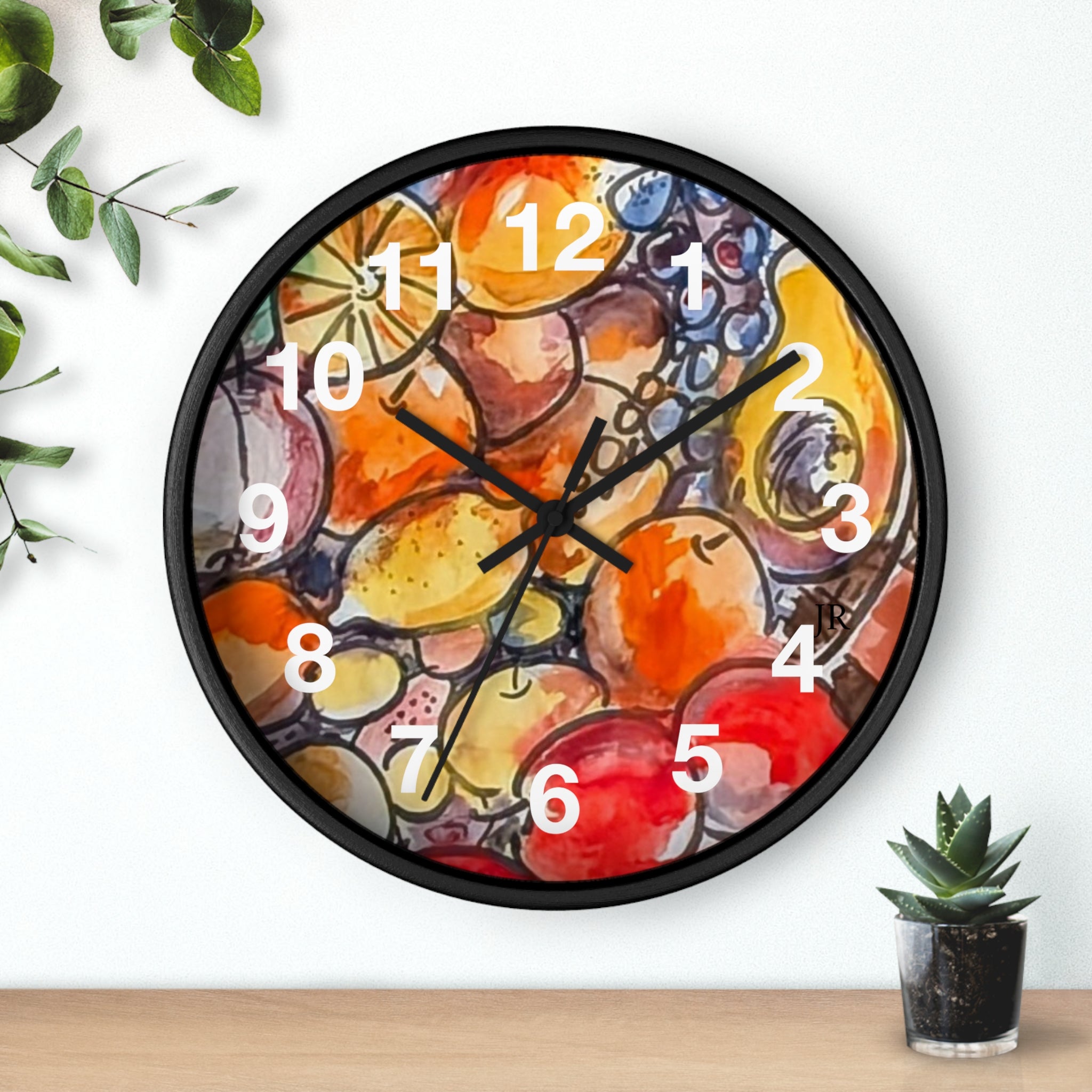 Fruit Watercolor Wall Clock — Bright Kitchen Decorative Clock