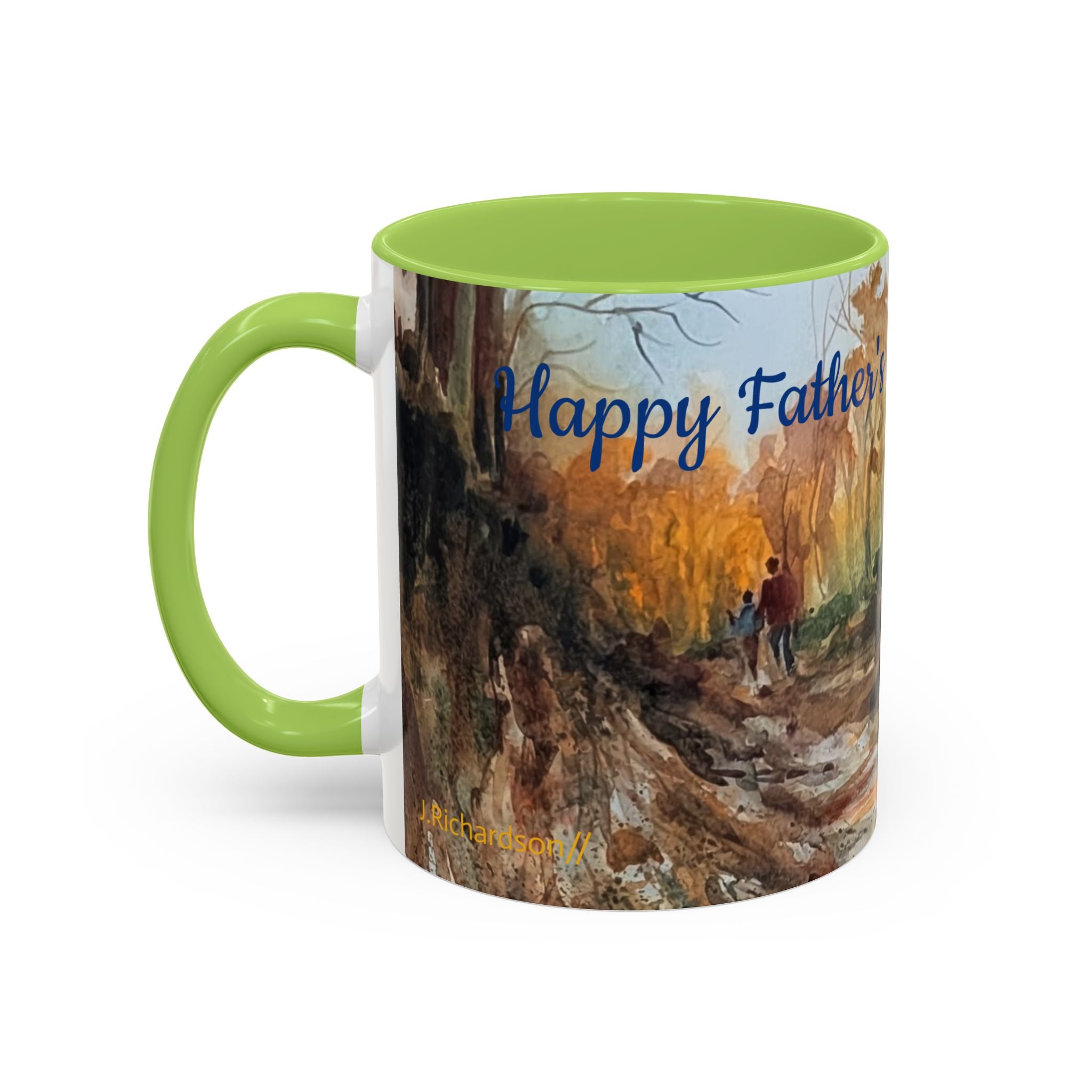 Autumn Woodland Coffee Mug — Painterly Fall Forest Trail Accent Mug
