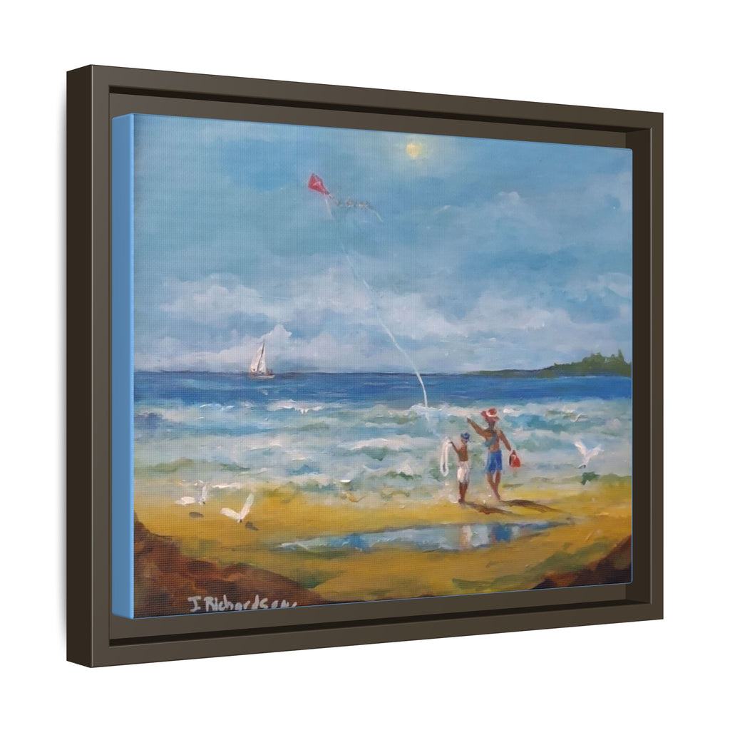 Kite on shore Framed Matte Canvas Wall Art