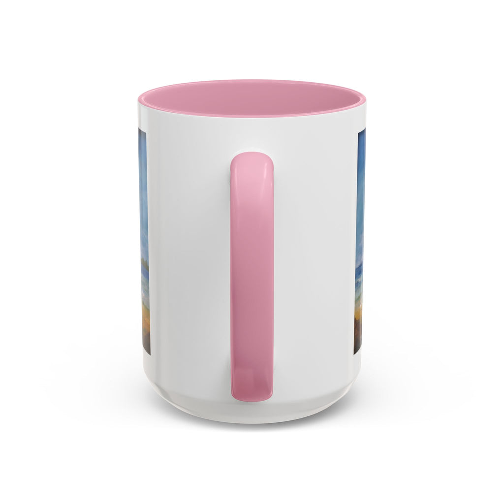 Beach & kite scene, Coffee Accent Mug - Personalize it! Colorful Ceramic Mug (11oz, 15oz)