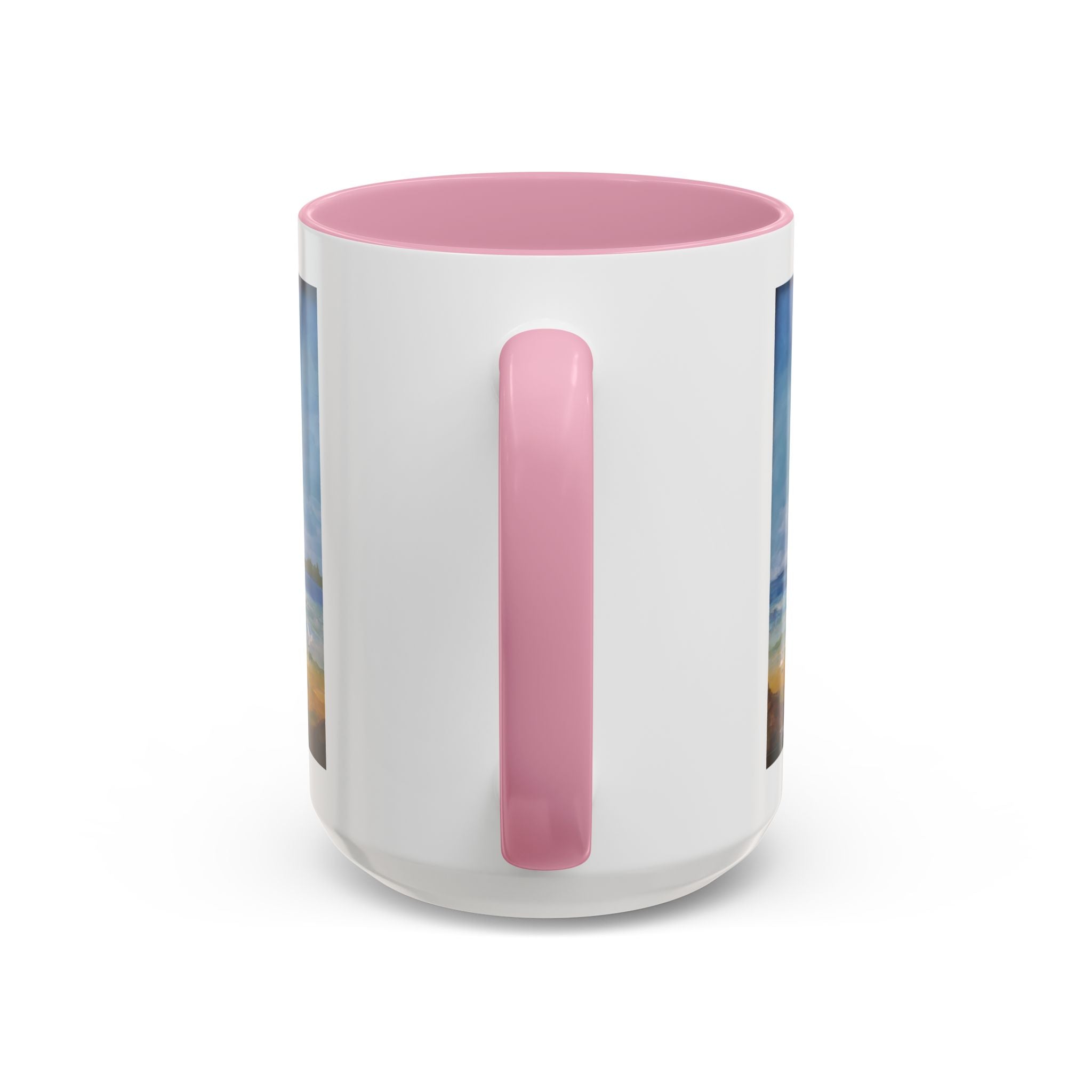 Beach & kite scene, Coffee Accent Mug - Personalize it! Colorful Ceramic Mug (11oz, 15oz)