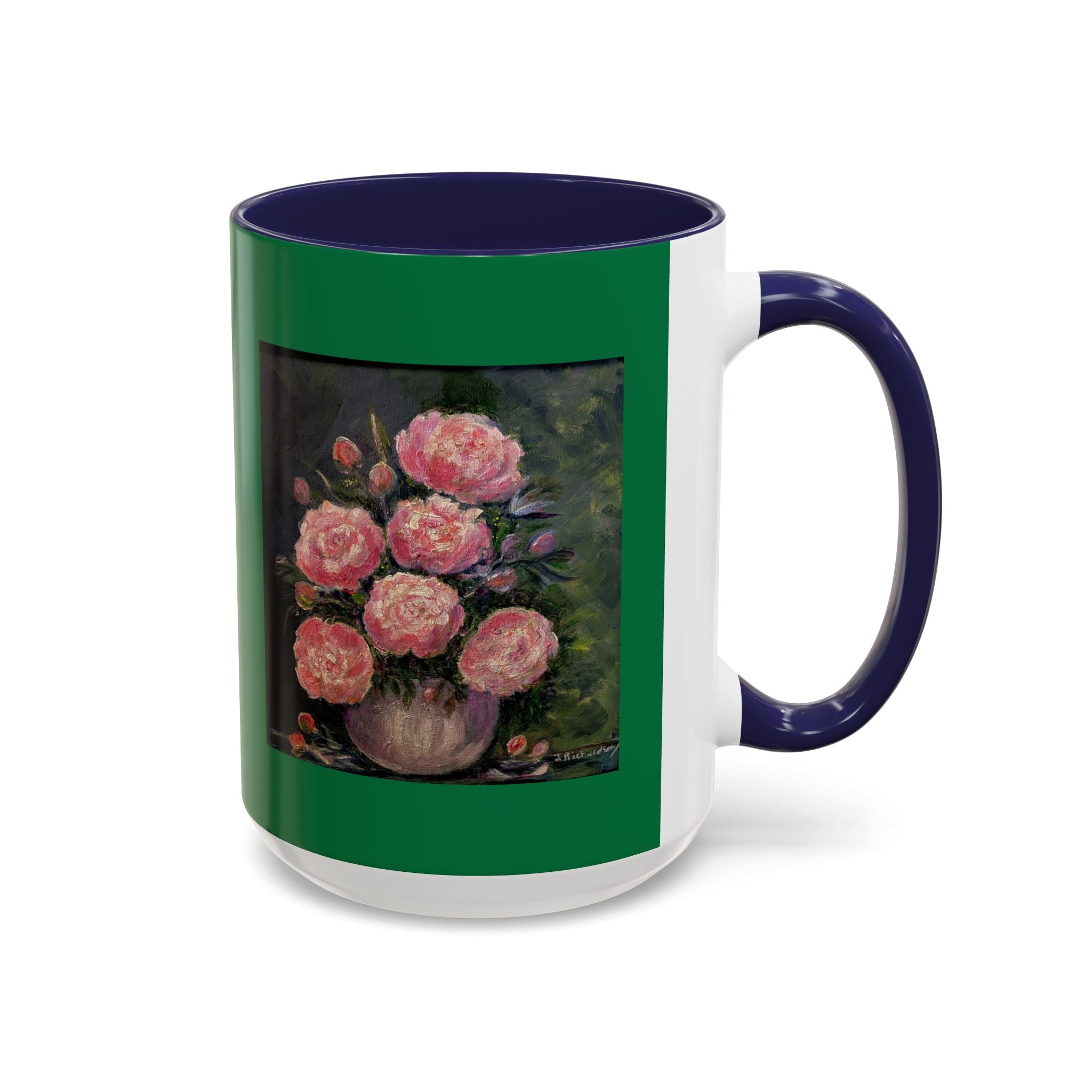 Pink Peony Bouquet Accent Coffee Mug — Floral Tea Cup for Garden Lovers