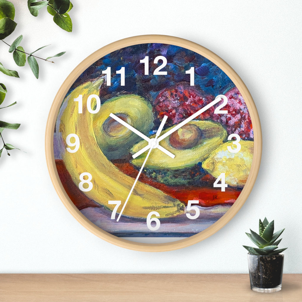 Fruit Still Life Wall Clock — Colorful Fruit Art Home Decor