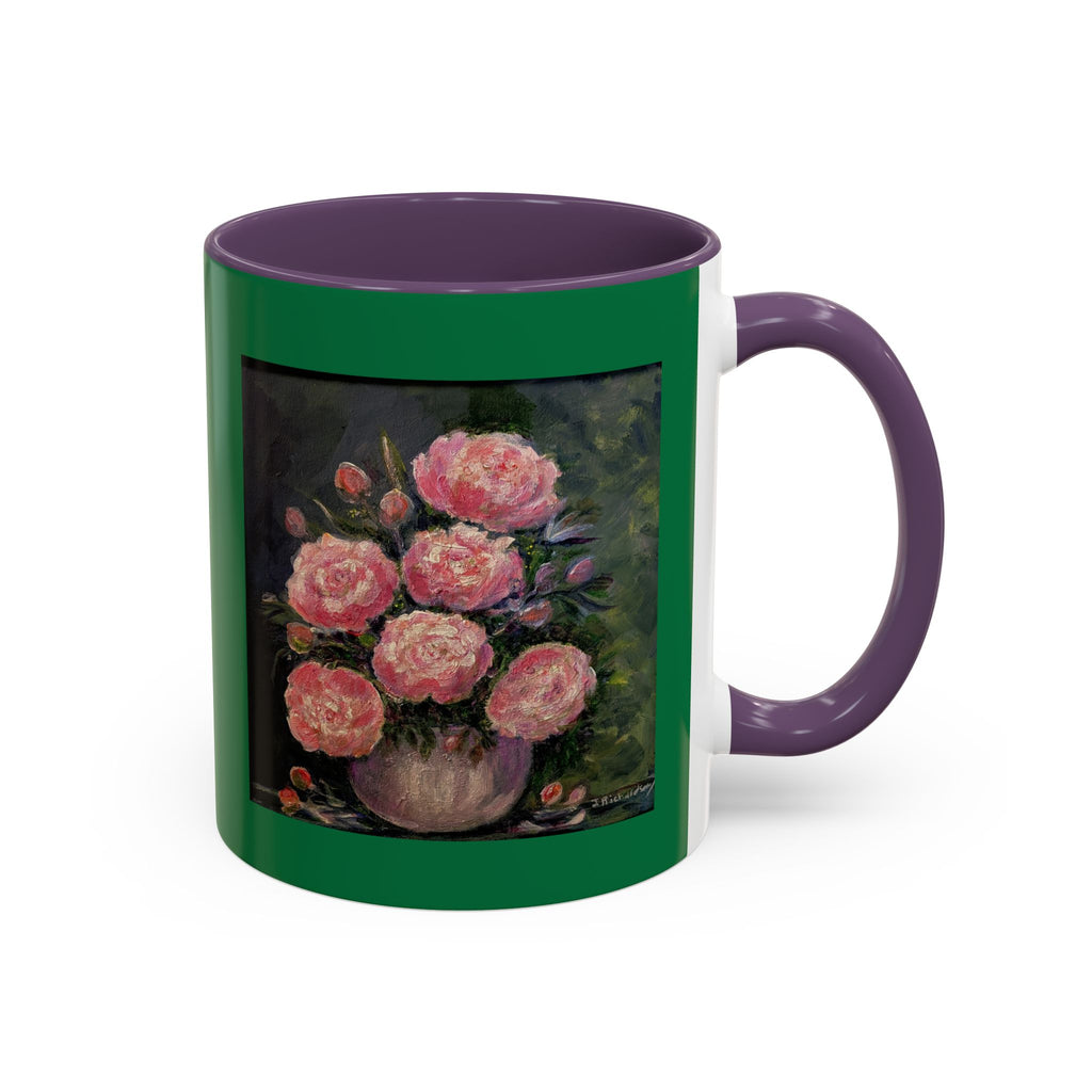 Pink Peony Bouquet Accent Coffee Mug — Floral Tea Cup for Garden Lovers