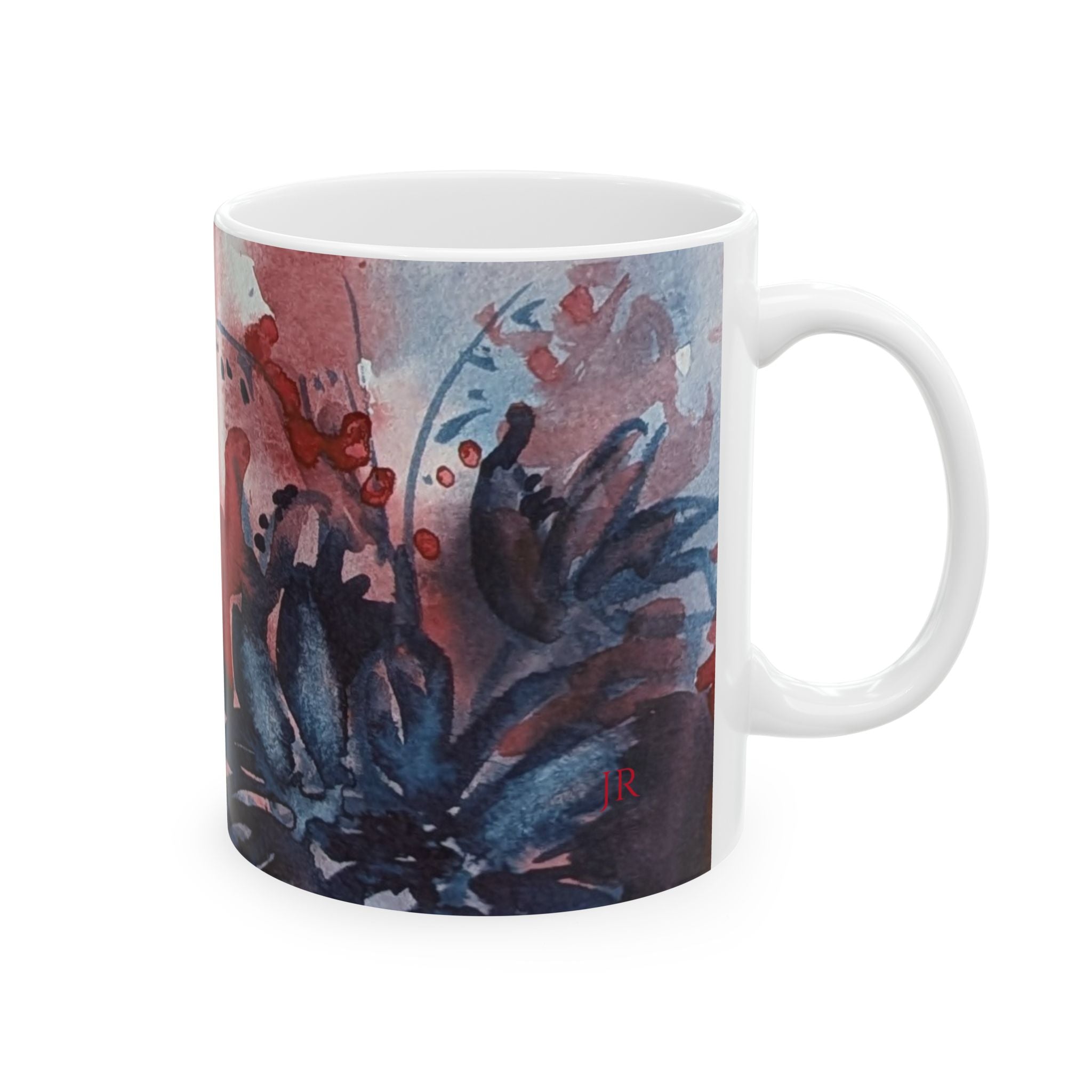Dark Floral  Ceramic Mug –  Abstract Coffee Cup (11oz & 15oz)