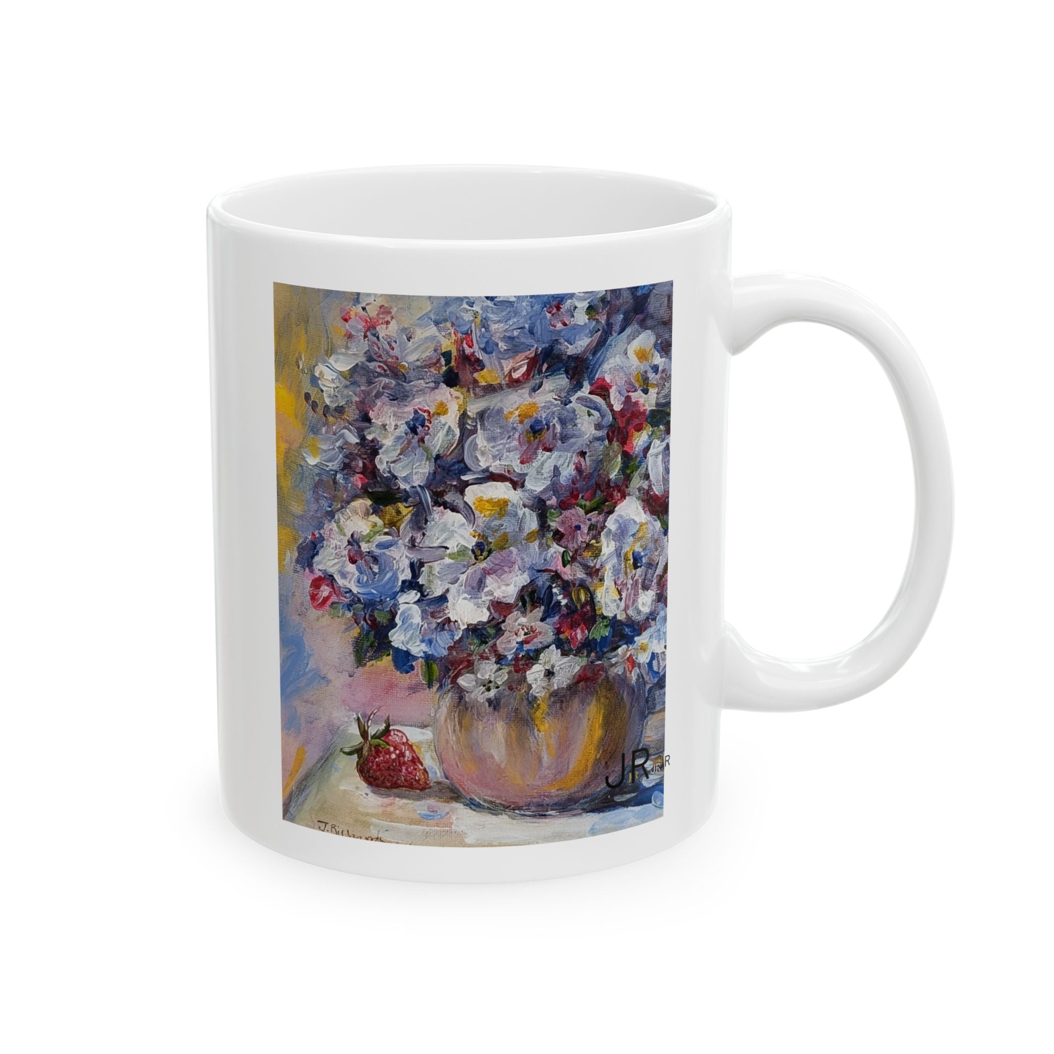 Floral Still Life Ceramic Mug – Impressionist Bouquet Coffee Cup (11oz & 15oz)