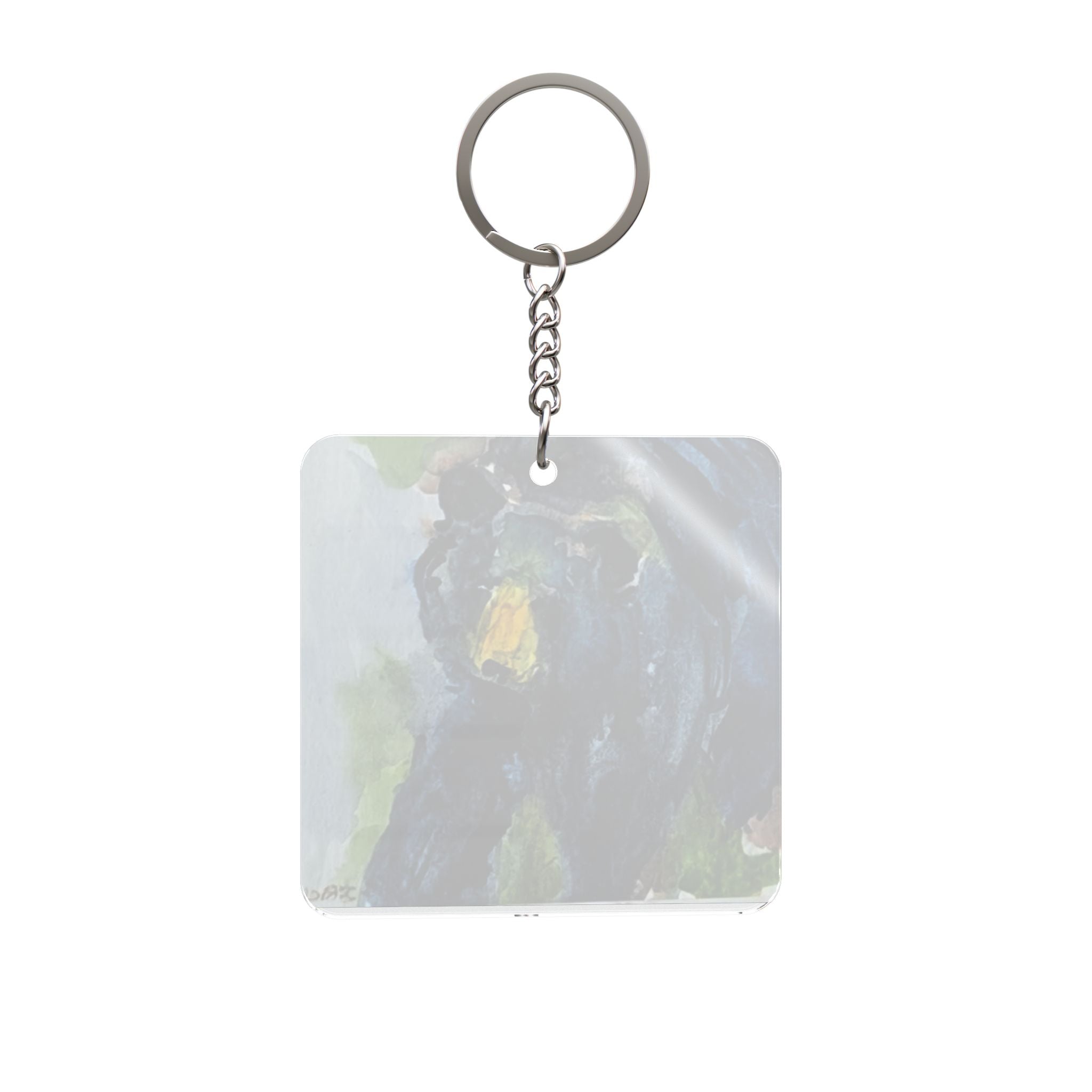 Square Keychain -  Black Bear watercolor oArt Keyring