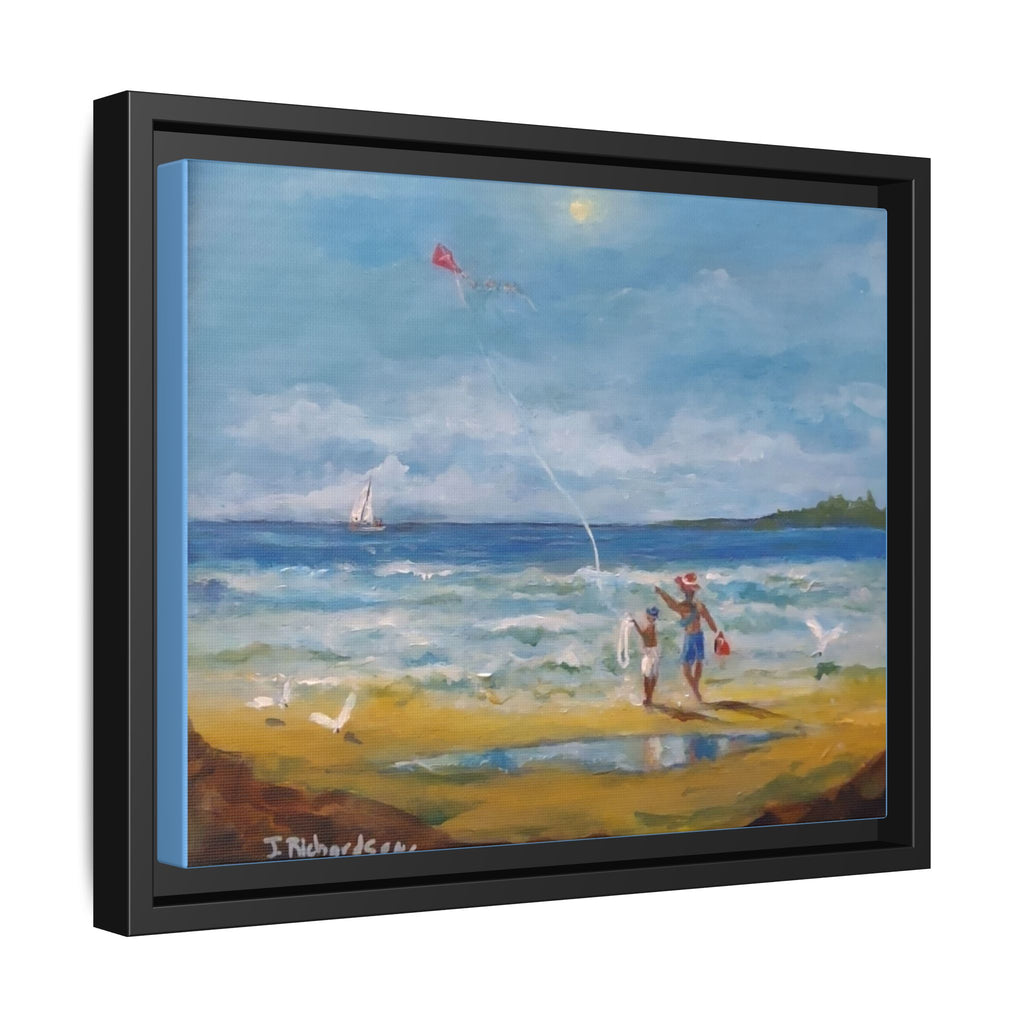 Kite on shore Framed Matte Canvas Wall Art